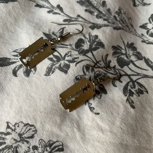 Mini Silver Razorblade Earrings